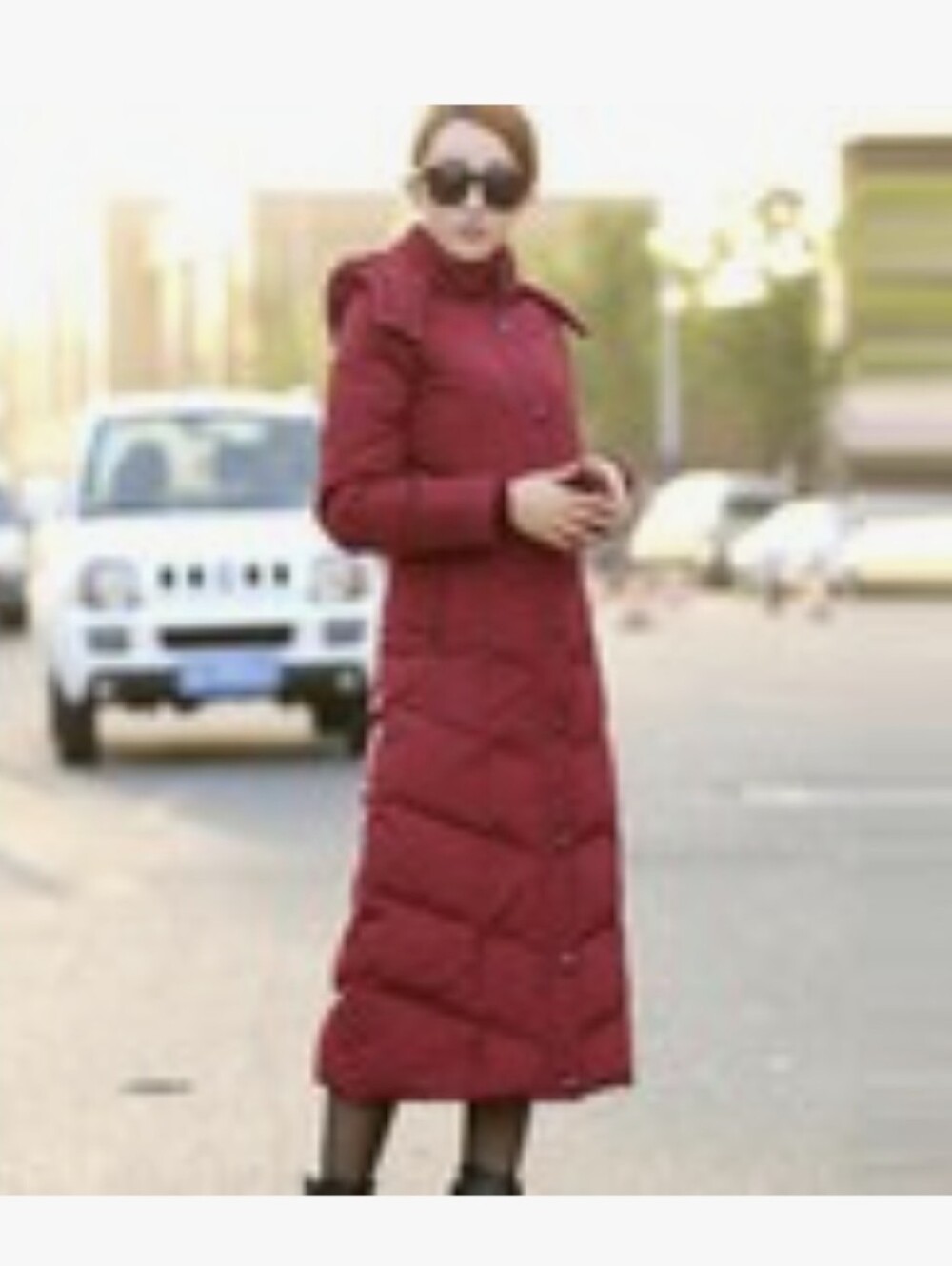 🌟 WOMEN'S LONG SLIM MAXI BURGUNDY PUFFER COAT 🌟